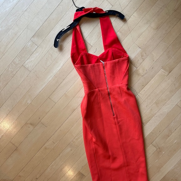 NICHOLAS bright orange bandage halter dress ,0, N - Picture 6 of 6